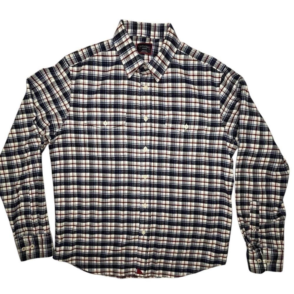 UntuckIT long sleeve plaid button down/size Medium/mens/pockets/